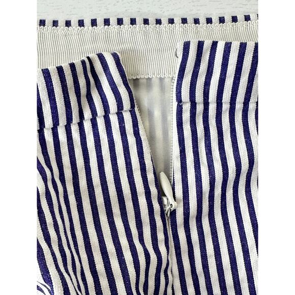 J. Crew Knee Length Pencil Skirt Blue White Seersucker Striped Preppy Summer 2 - Picture 5 of 10